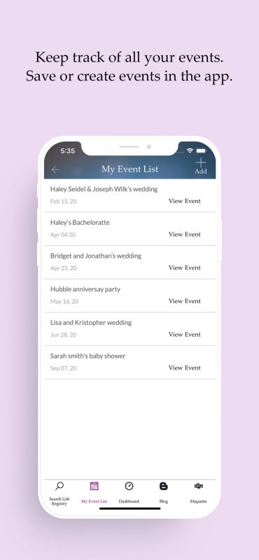 my event list