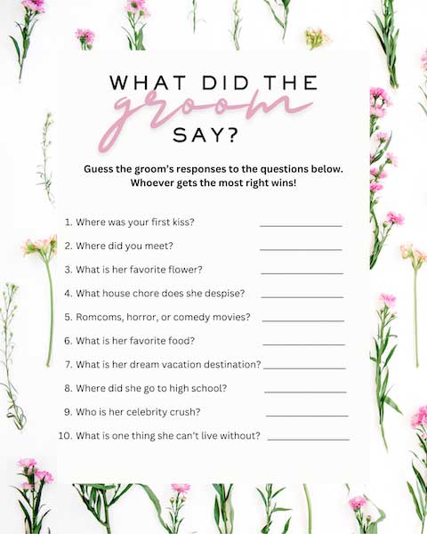 bridal shower game