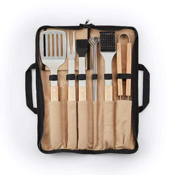 Tailgating Essentials for Your Wedding Registry | Wood-Handled 9-Piece Barbecue Tool Set
