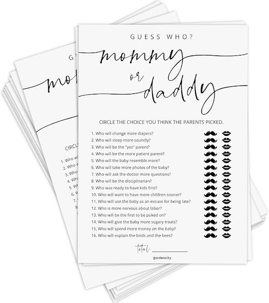 Baby Shower Game available via Amazon