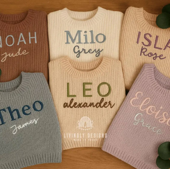 personalized waffle-knit sweaters