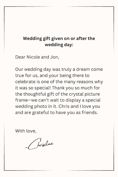 Wedding Thank You Note Samples - 3