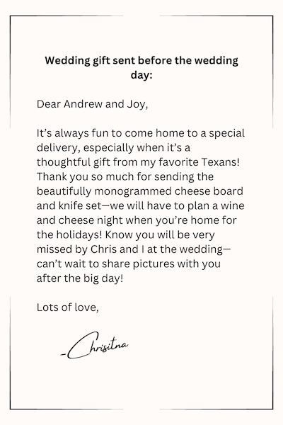 Wedding Thank You Note Samples - 2