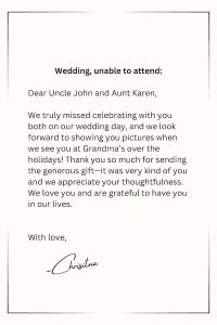 Wedding Thank You Note Samples
