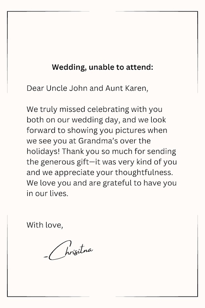 Wedding Thank You Note Samples
