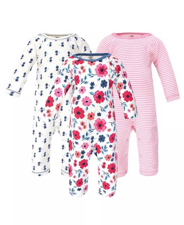 Baby Girls Baby Organic Cotton Coveralls 3pk