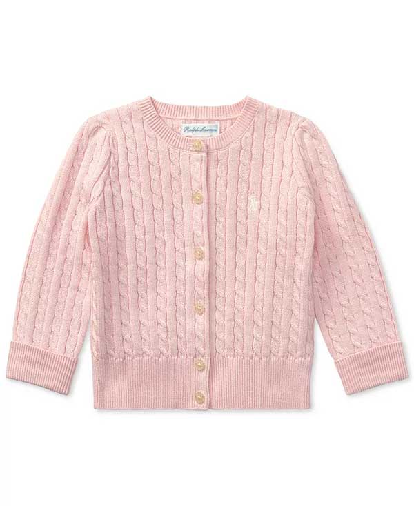 Baby Girls Cable-Knit Polo Ralph Lauren Cotton Cardigan